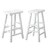 Elm Wood Bar Stools – Set of 2, Solid Timber, Curved Seat, 2‑Tier Footrest, White
