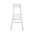 Elm Wood Bar Stools – Set of 2, Solid Timber, Curved Seat, 2‑Tier Footrest, White