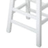 Elm Wood Bar Stools – Set of 2, Solid Timber, Curved Seat, 2‑Tier Footrest, White