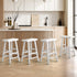 Bar Stool – Solid Elm Wood, Curved Seat, 2‑Tier Footrest, White (Set of 4)