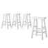 Bar Stool – Solid Elm Wood, Curved Seat, 2‑Tier Footrest, White (Set of 4)