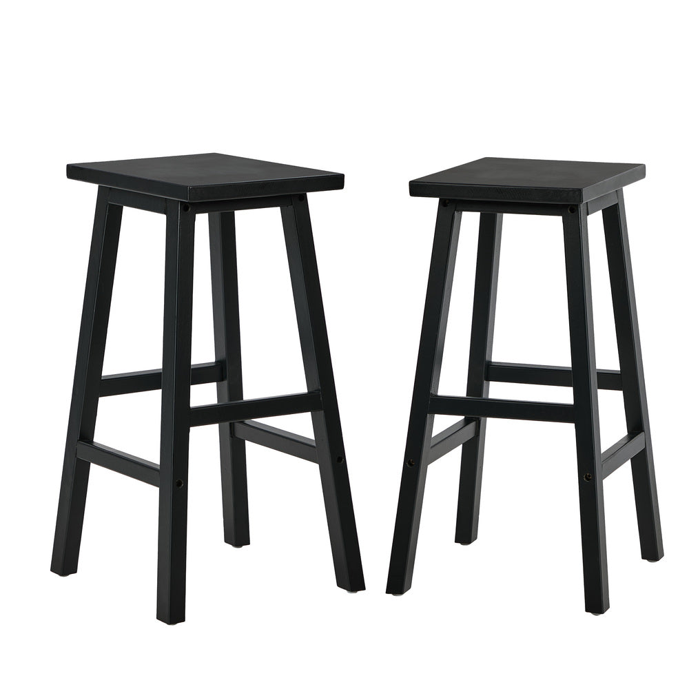 Oikiture 2x Bar Stool Kitchen Counter Dining Chair Footrest Black