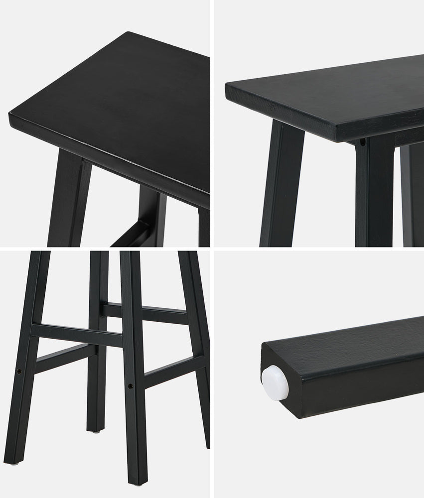 Oikiture 4x Bar Stool Kitchen Counter Dining Chair Footrest Black