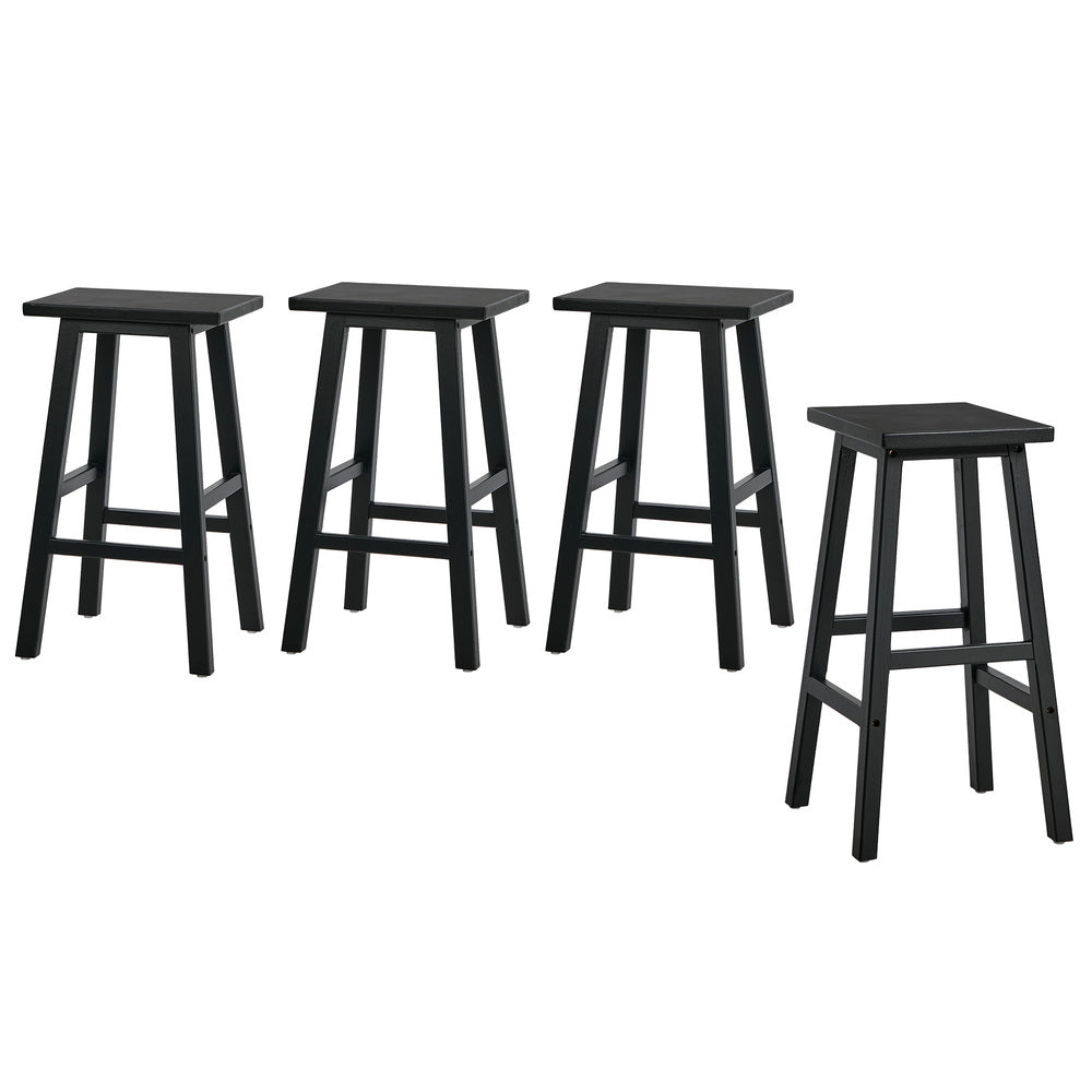 Oikiture 4x Bar Stool Kitchen Counter Dining Chair Footrest Black