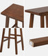 Oikiture 2x Bar Stool Kitchen Counter Dining Chair Footrest Walnut