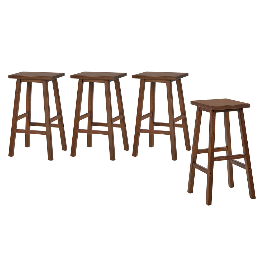 Oikiture 4x Bar Stool Kitchen Counter Dining Chair Footrest Walnut