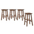 Oikiture 4x Bar Stool Kitchen Counter Dining Chair Footrest Walnut
