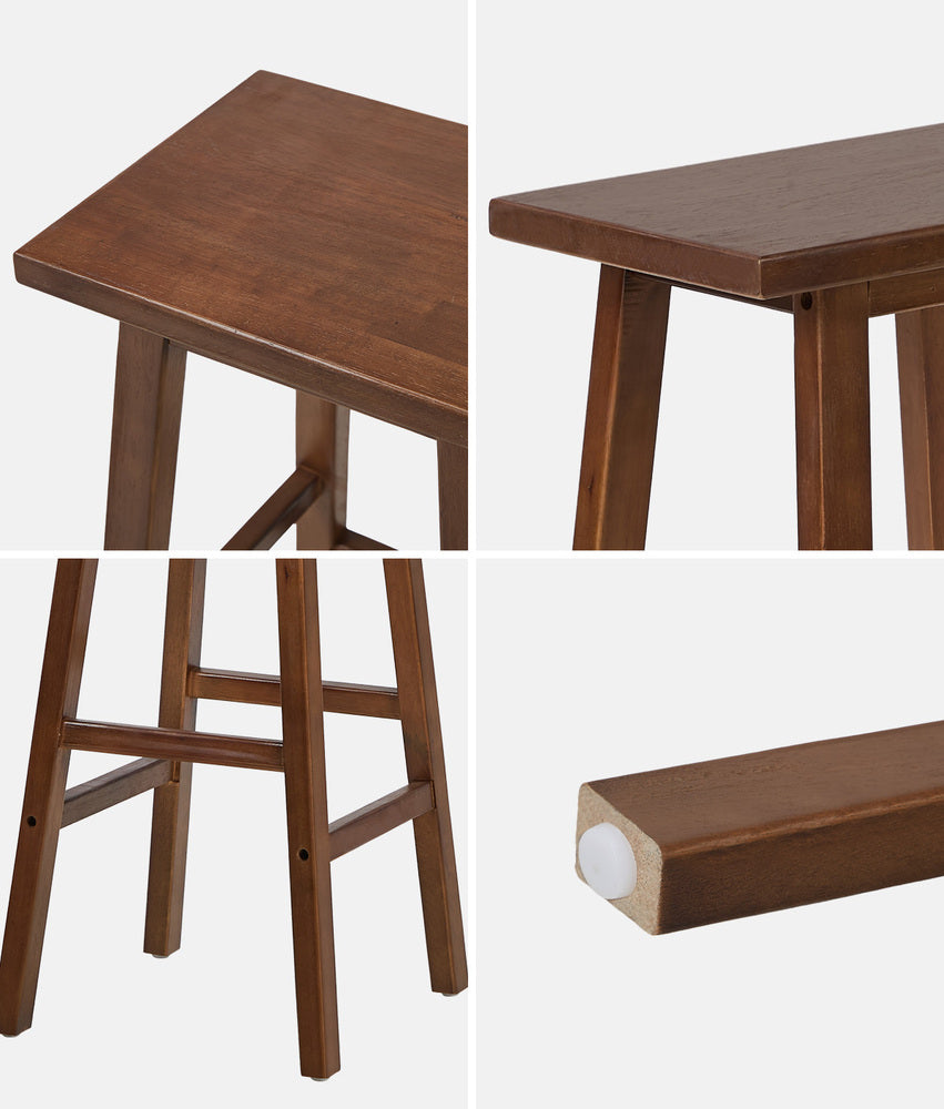 Oikiture 4x Bar Stool Kitchen Counter Dining Chair Footrest Walnut