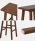 Oikiture 4x Bar Stool Kitchen Counter Dining Chair Footrest Walnut