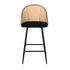Oikiture 2x Bar Stools Rattan Dining Chair Velvet Black