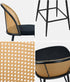 Oikiture 4x Bar Stools Rattan Dining Chair Velvet Black