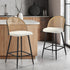 2x Bar Stools Kitchen Counter Stool Rattan Boucle Fabric