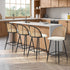 4x Bar Stools Kitchen Counter Stool Rattan Boucle Fabric