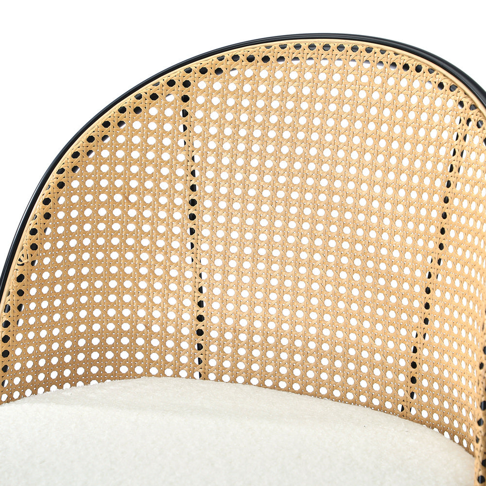 4x Bar Stools Kitchen Counter Stool Rattan Boucle Fabric