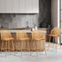 Oikiture 4x Bar Stools Rattan Dining Chair Natural PU Brown