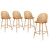 Oikiture 4x Bar Stools Rattan Dining Chair Natural PU Brown