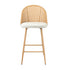 Oikiture 2x Bar Stools Rattan Dining Chair Natural Boucle White