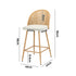 Oikiture 2x Bar Stools Rattan Dining Chair Natural Boucle White