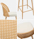 Oikiture 2x Bar Stools Rattan Dining Chair Natural Boucle White