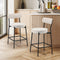 Oikiture 2x Bar Stools Beige Linen Fabric Kitchen Counter Chairs 65cm
