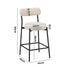 Oikiture 2x Bar Stools Polyester Linen Fabric Beige