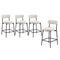 Oikiture 4x Bar Stools Polyester Linen Fabric Beige