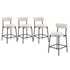 Oikiture 4x Bar Stools Polyester Linen Fabric Beige