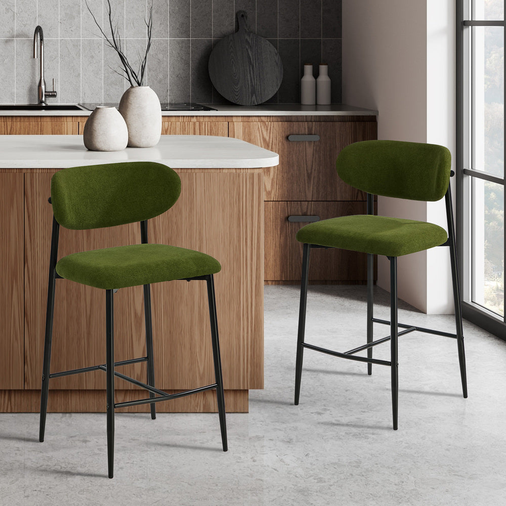Oikiture 2x Bar Stools Kitchen Counter Chair Green