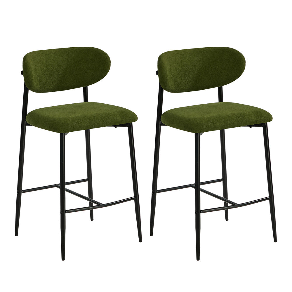 Oikiture 2x Bar Stools Kitchen Counter Chair Green