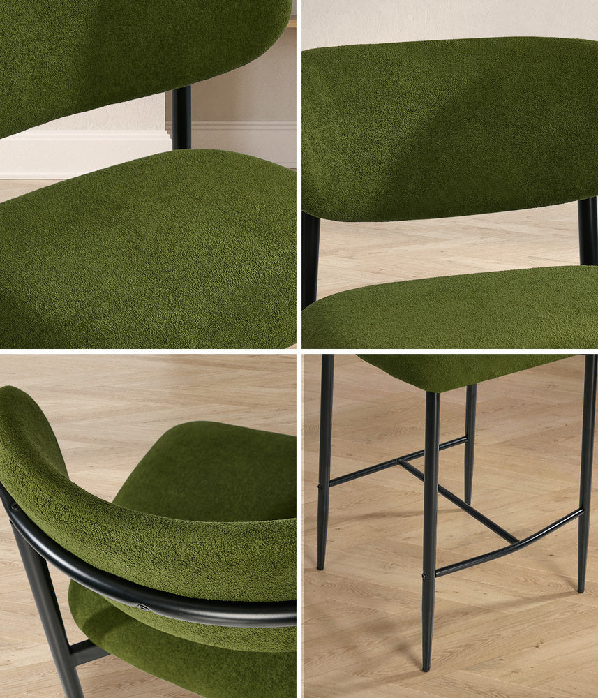 Oikiture 2x Bar Stools Kitchen Counter Chair Green