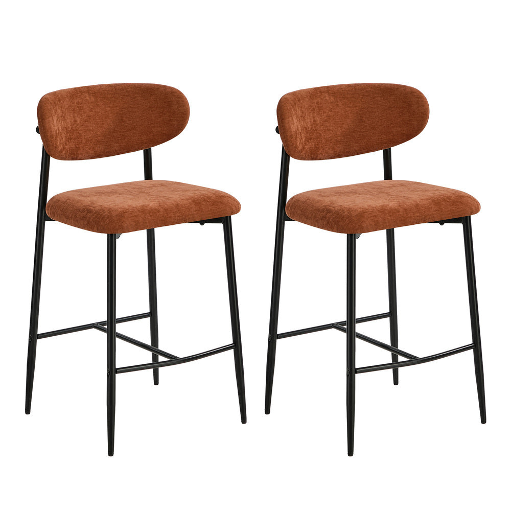 2x Bar Stools Kitchen Counter Chair Orange