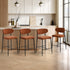 Oikiture 4x Bar Stools Kitchen Counter Chair Fabric Orange