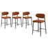 Oikiture 4x Bar Stools Kitchen Counter Chair Fabric Orange