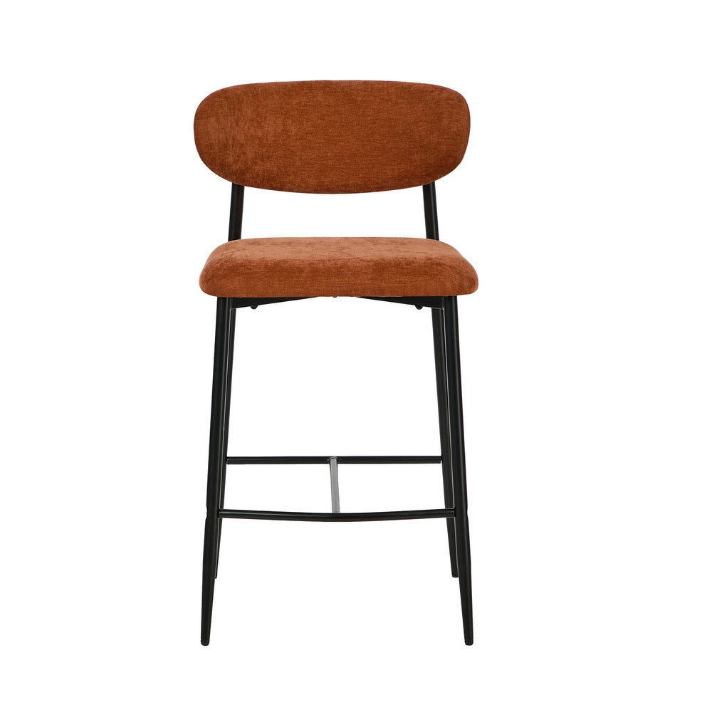 Oikiture 4x Bar Stools Kitchen Counter Chair Fabric Orange
