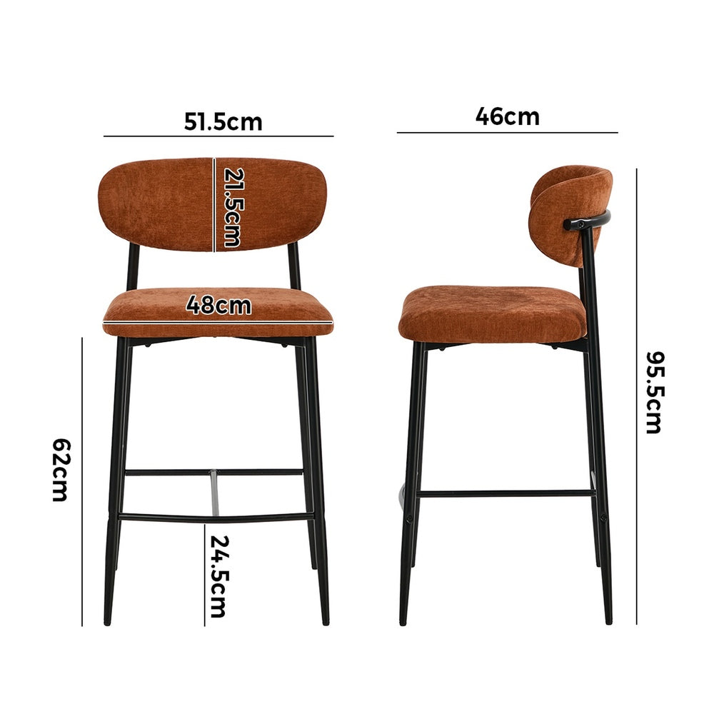 Oikiture 4x Bar Stools Kitchen Counter Chair Fabric Orange