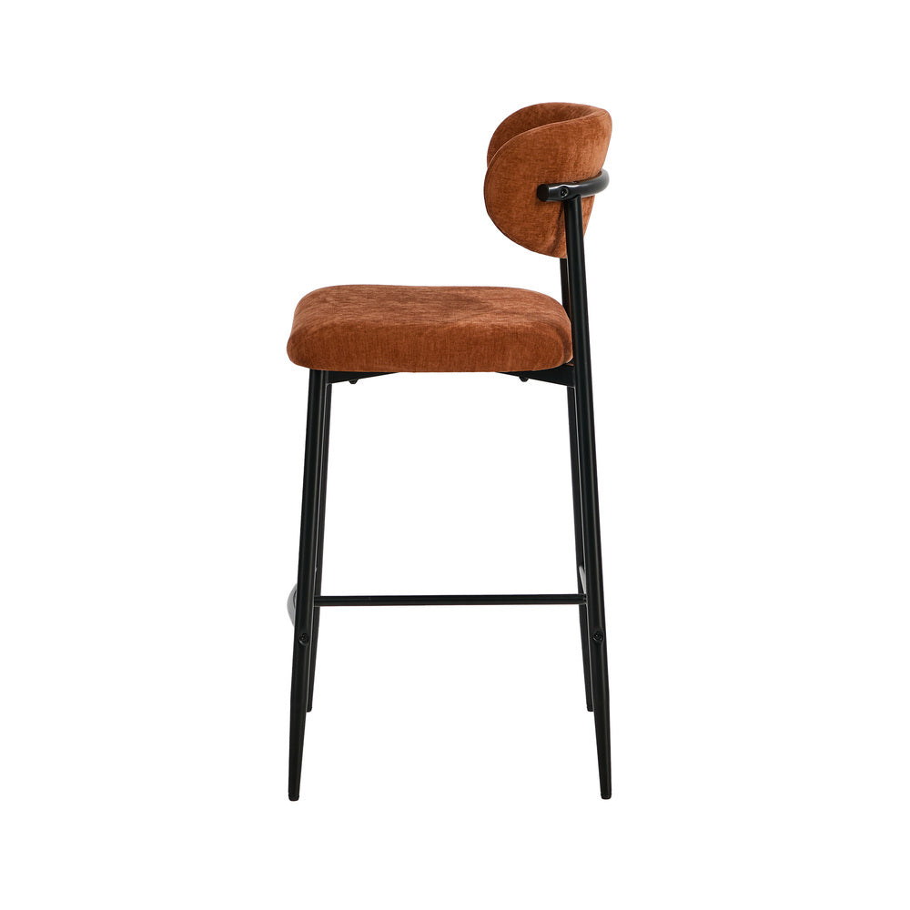 Oikiture 4x Bar Stools Kitchen Counter Chair Fabric Orange