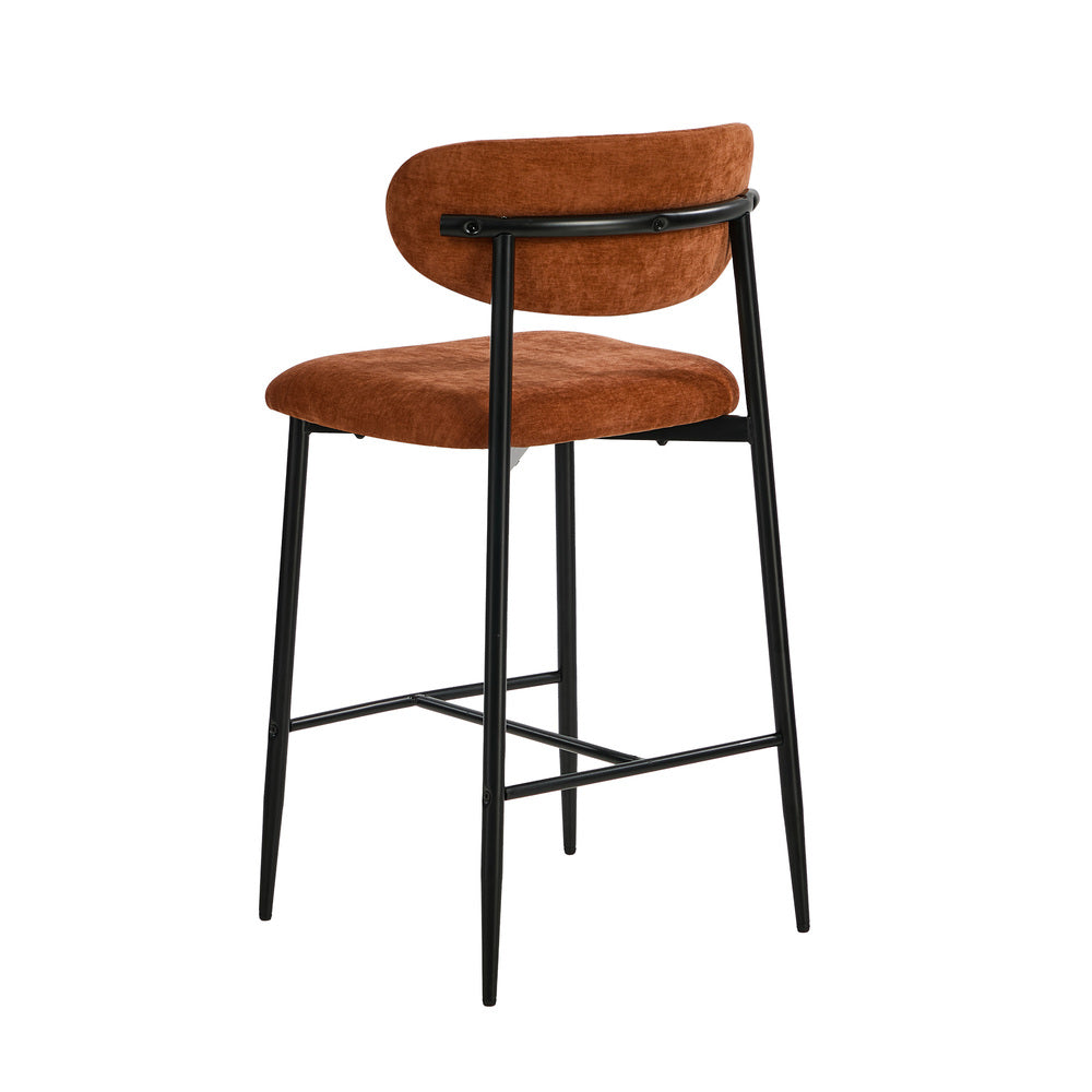 Oikiture 4x Bar Stools Kitchen Counter Chair Fabric Orange