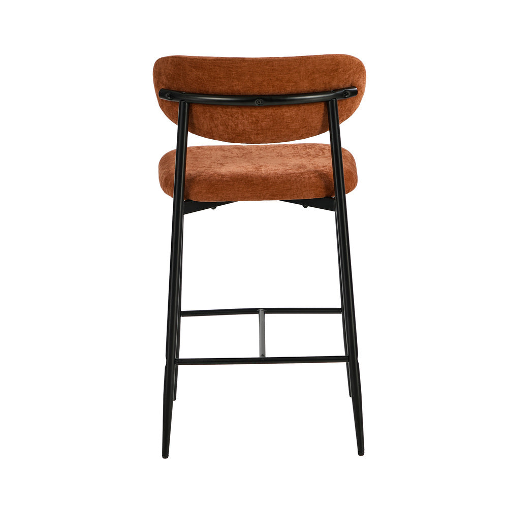 Oikiture 4x Bar Stools Kitchen Counter Chair Fabric Orange