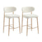 2x Bar Stools Boucle Fabric Natural White