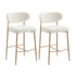 2x Bar Stools Boucle Fabric Natural White