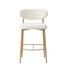 2x Bar Stools Boucle Fabric Natural White