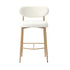 Oikiture 4x Bar Stools Boucle Fabric Natural White