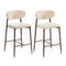 2x Bar Stools Kitchen Stool Boucle Walnut