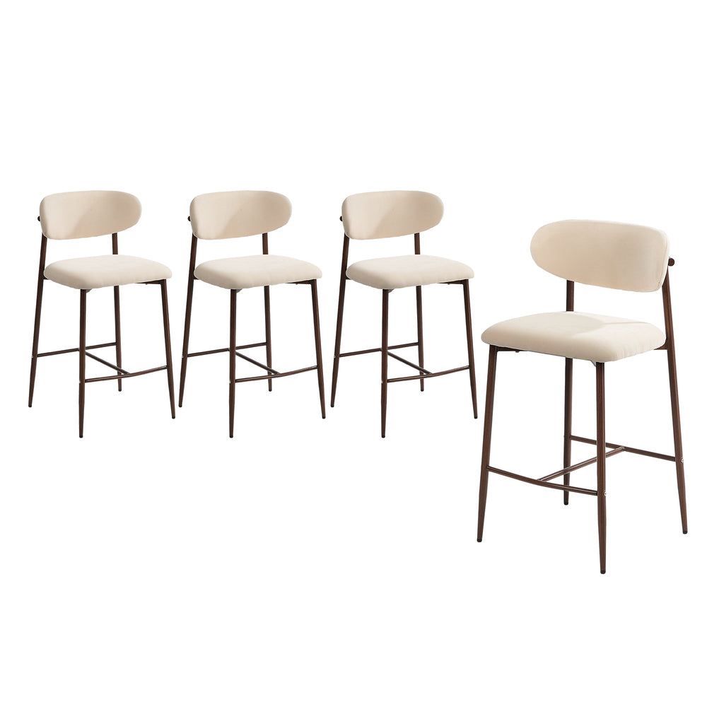 Oikiture 4x Bar Stools Kitchen Counter Chair Boucle Walnut