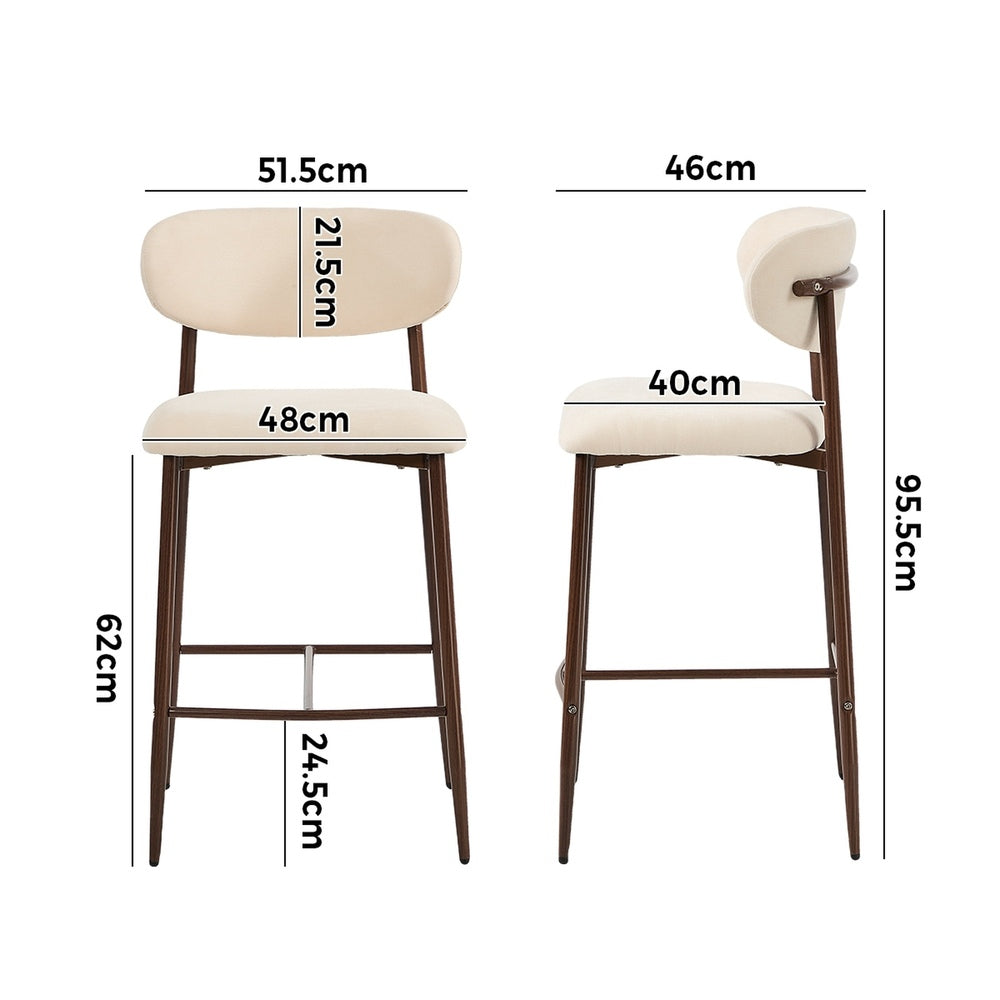 Oikiture 4x Bar Stools Kitchen Counter Chair Boucle Walnut