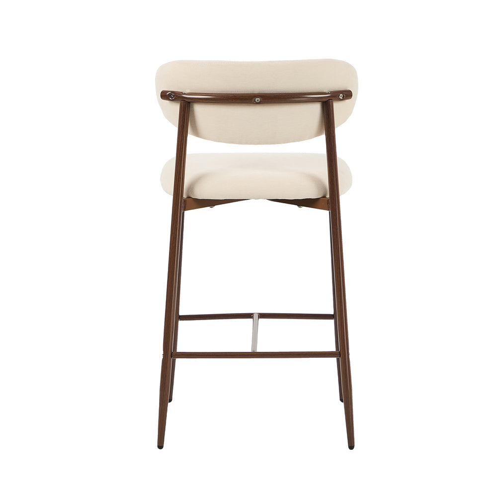 Oikiture 4x Bar Stools Kitchen Counter Chair Boucle Walnut