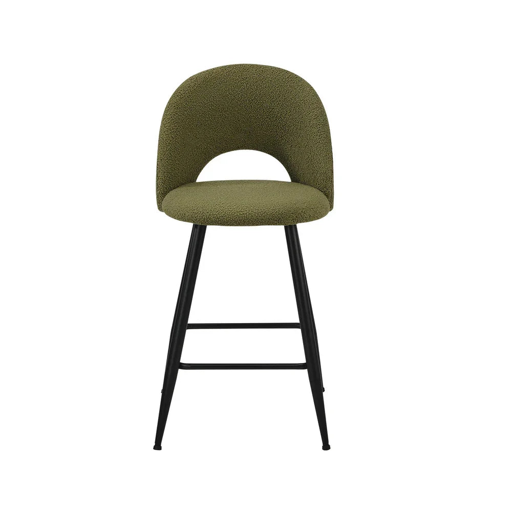 2x Bar Stools Kitchen Counter Stool Boucle Green HORN