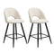 Oikiture 2x Bar Stools Kitchen Counter Stool Boucle White HORN