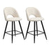Oikiture 2x Bar Stools Kitchen Counter Stool Boucle White HORN