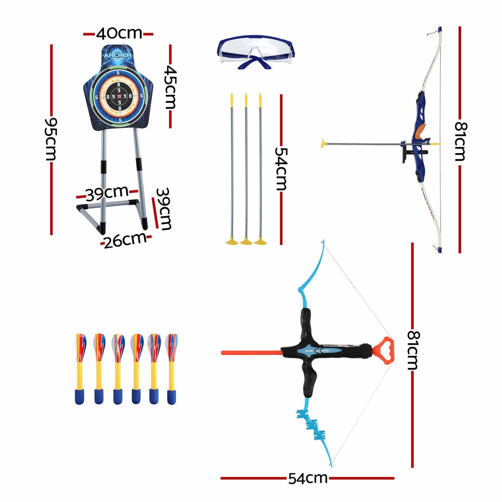 Kids Bow & Arrow Set – Standing Target, Suction Arrows, Archery Toy